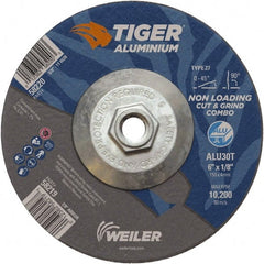 Weiler - 6" 30 Grit Aluminum Oxide/Silicon Carbide Blend Cutoff Wheel - 1/8" Thick, 5/8-11 Arbor, 10,200 Max RPM, Use with Angle Grinders - Exact Tooling