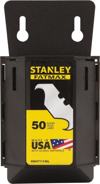 Stanley - 50 Piece, Carbon Steel, Hook Blade - 2-7/16" Long, 0.0235" Blade Thickness - Exact Tooling