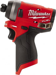Milwaukee Tool - 1/4" Drive 12 Volt Pistol Grip Cordless Impact Wrench & Ratchet - 3,300 RPM, 0 to 4,000 BPM, 1,300 Ft/Lb Torque, Lithium-Ion Batteries Not Included - Exact Tooling