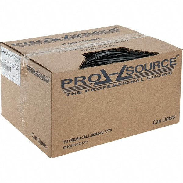 PRO-SOURCE - 1.5 mil Thick, Heavy-Duty Trash Bags - Linear Low-Density Polyethylene (LLDPE), Flat Pack Dispenser, 22" Wide x 60" High, Black - Exact Tooling