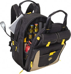 CLC - 36 Pocket Black & Khaki Polyester Backpack Tool Bag - 13" Wide x 10-1/4" Deep x 17" High - Exact Tooling