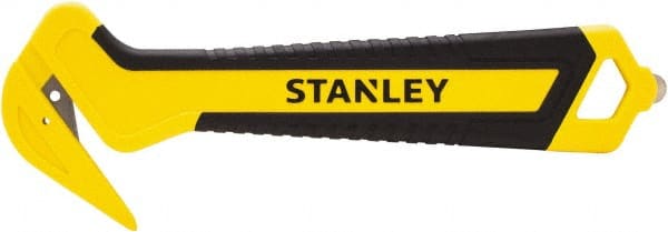 Stanley - Recessed/Concealed Fixed Blade Safety Cutter - 0.372" Steel Blade, Yellow & Black Bi-Material Handle, 1 Blade Included - Exact Tooling