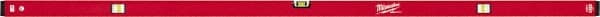 Milwaukee Tool - 72" Long 3 Vial Box Beam Level - Aluminum, Red, 1 Level & 2 Plumb Vials - Exact Tooling