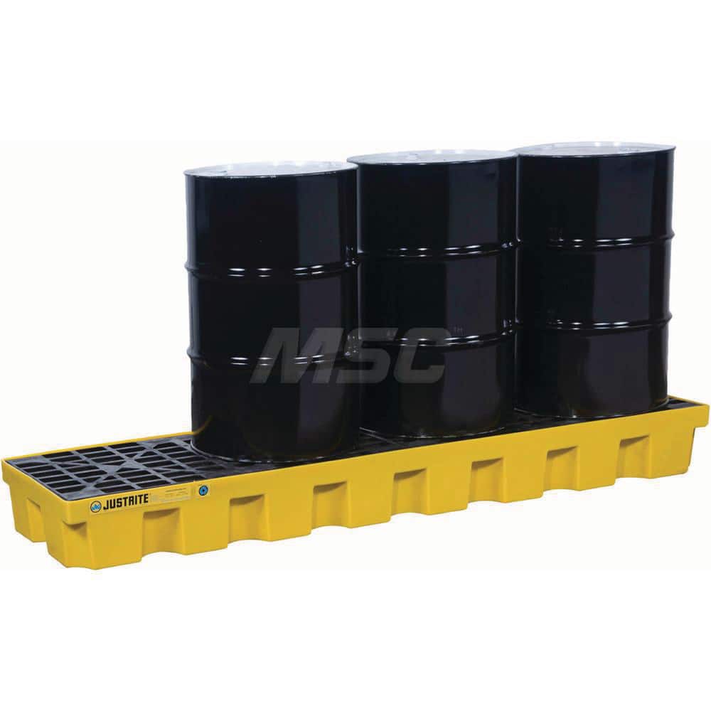 Justrite - Spill Pallets, Platforms, Sumps & Basins; Type: EcoPolyBlend? Spill Control Pallets ; Number of Drums: 4 ; Sump Capacity (Gal.): 75.00 ; Load Capacity (Lb.): 5000.000 ; Material: Polyethylene ; Height (Inch): 9 - Exact Tooling
