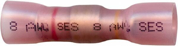 Made in USA - 8 & 12 to 10 AWG Compatible, Polyolefin Heat Shrink Insulation, Crimp-On & Solder Butt Splice Terminal - 2 Wire Entries, Copper Contacts, Tin Contact Plating, 1-3/4" OAL, Yellow & Red - Exact Tooling