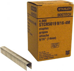 Stanley Bostitch - 9/16" Long x 7/16" Wide, 18 Gauge Crowned Construction Staple - Steel, Chisel Point - Exact Tooling