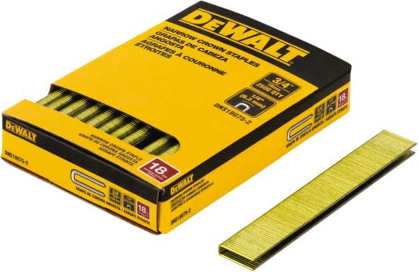 DeWALT - 3/4" Long x 1/4" Wide, 18 Gauge Crowned Construction Staple - Steel, Copper Finish, Chisel Point - Exact Tooling