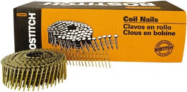 Stanley Bostitch - 14 Gauge 1-1/2" Long Siding Nails for Power Nailers - Steel, Galvanized Finish, Ring Shank, Coil Wire Collation, Round Head, Blunt Diamond Point - Exact Tooling