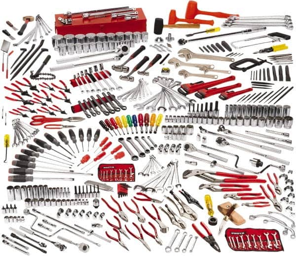 Proto - 400 Piece 3/8, 1/2 & 3/4" Drive Master Tool Set - Comes in 12 Drawer Roller Cabinet with 6 Drawer Top Chest - Exact Tooling