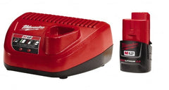 Milwaukee Tool - 12 Volt, 1 Battery Lithium-Ion Power Tool Charger - Battery Included - Exact Tooling