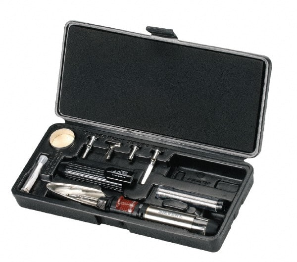 Sievert - 10 Piece Butane Soldering Kit - Includes Solderpro 120, Solderpro 120 Cap, Solder Tray, 2.4mm Chisel, Spring, Deflector, Hot Knife, Orifice, Heat Blower, Solder - Exact Tooling
