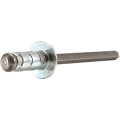 STANLEY Engineered Fastening - Size 6 Dome Head Aluminum Multi Grip Blind Rivet - Aluminum Mandrel, 0.063" to 1/4" Grip, 3/16" Head Diam, 0.192" to 0.205" Hole Diam, 0.116" Body Diam - Exact Tooling