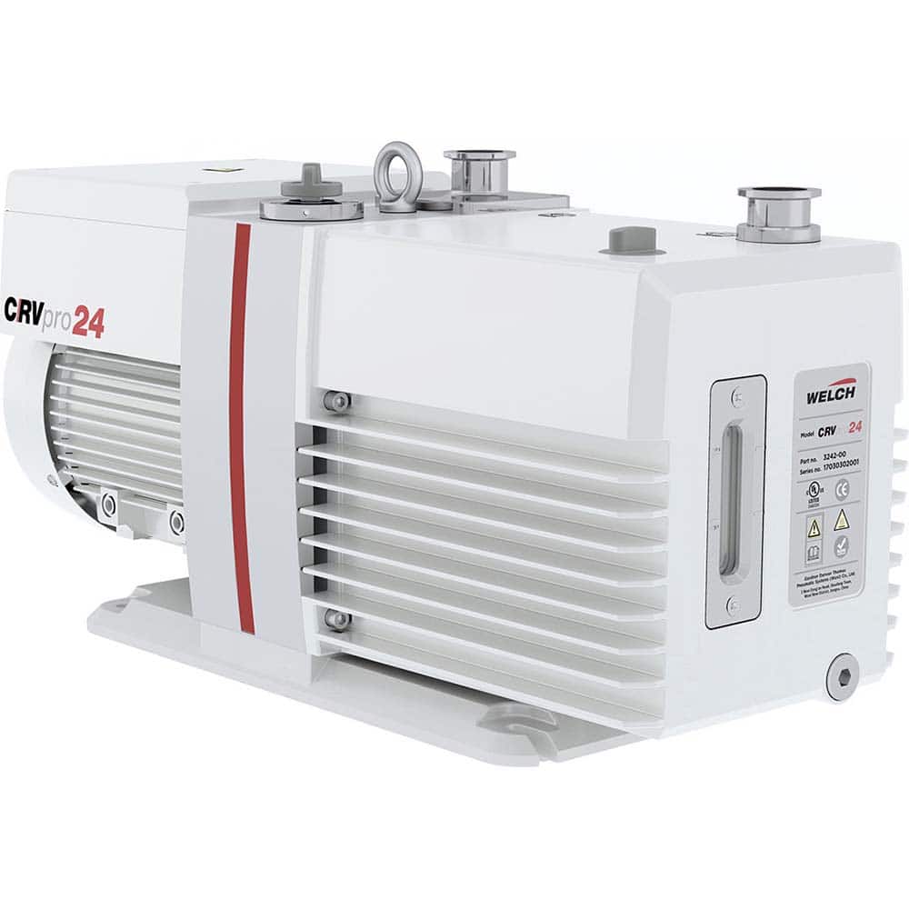 Welch - Rotary Vane-Type Vacuum Pumps; Horsepower: 1.1 ; Voltage: 115V ; Cubic Feet per Minute: 18.30 ; Length (Decimal Inch): 22.4000 ; Width (Decimal Inch): 8.1000 ; Height (Inch): 11.40 - Exact Tooling