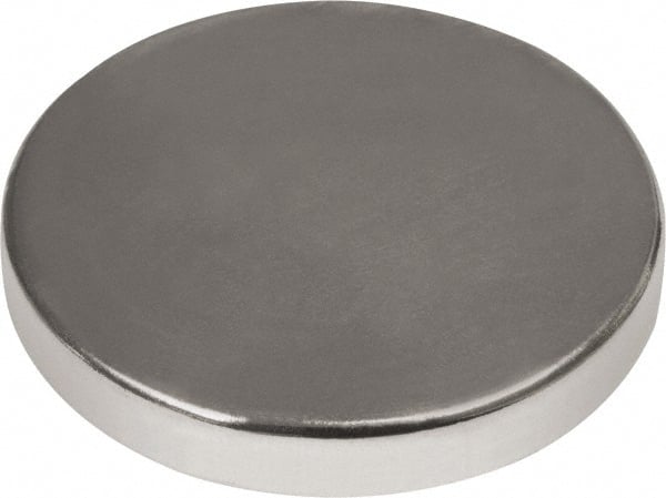Mag-Mate - 1" Diam x 3/16" High Neodymium Rare Earth Magnet - 38.4 Lb Max Capacity, 180°F Max, Nickel Plated - Exact Tooling