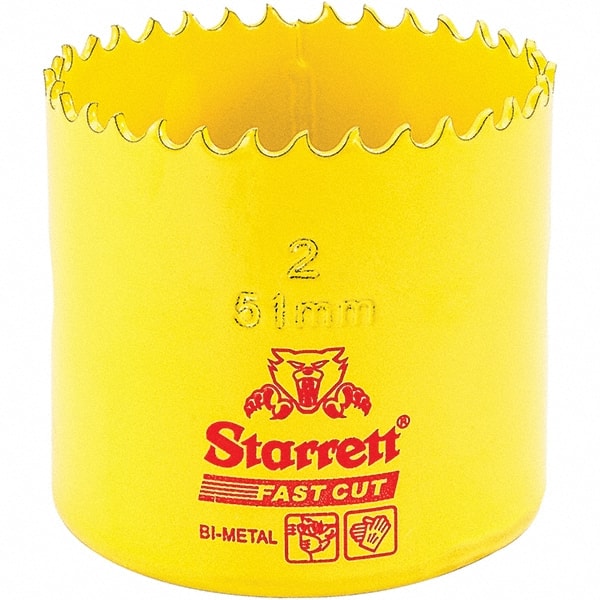 Starrett - 2" Diam, 1-5/8" Cutting Depth, Hole Saw - High Speed Steel Saw, Toothed Edge - Exact Tooling