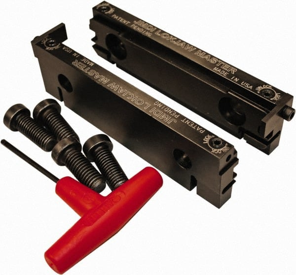 Jet Machining - 6" Wide x 1.71" High x 5/8" Thick, Flat/No Step Vise Jaw - Semi-Hard, Alloy Steel, Fixed Jaw, Compatible with 6" Vises - Exact Tooling