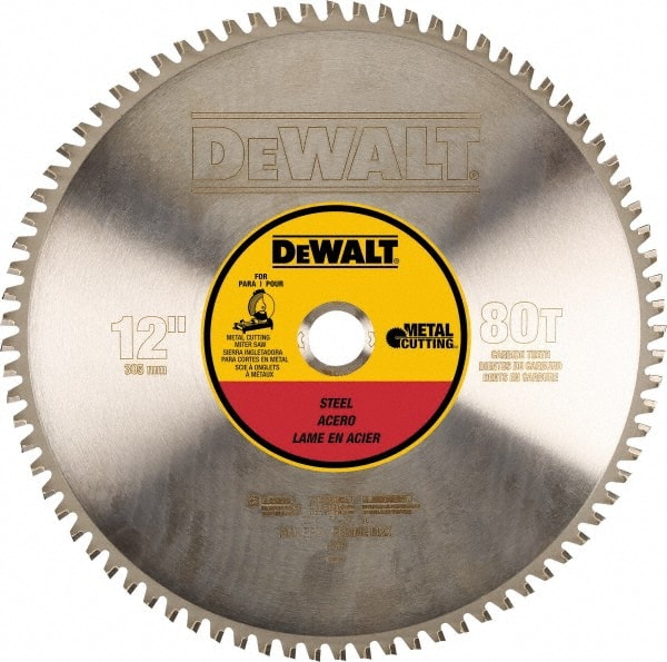 DeWALT - 12" Diam, 1" Arbor Hole Diam, 80 Tooth Wet & Dry Cut Saw Blade - Steel, Crosscutting Action, Standard Round Arbor - Exact Tooling
