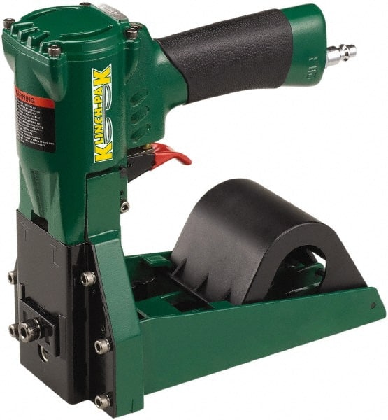 Klinch-Pak - Pneumatic Staple Gun - 1-1/4" Staples, 1000 Lb Capacity, Green, Aluminum - Exact Tooling