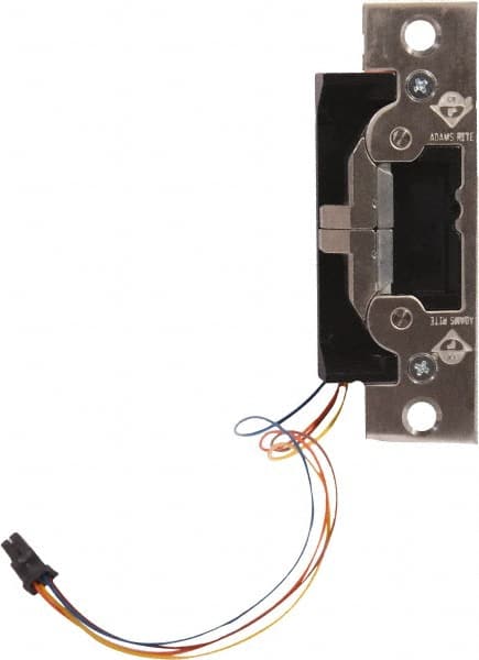 Adams Rite - 3.38" Long x 1" Wide, Satin Stainless Steel Finish, Electric Door Strike - Field Selectable 12, 16, or 24 VAC/DC, VAC/VDC Power, Zinc Alloy - Exact Tooling