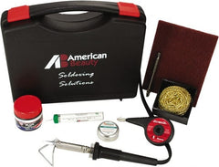 American Beauty - Soldering Iron Kit - Includes Desoldering Braid, Cleaning Pad, Brass Sponge Tip Cleaner, Flux Pen, Solder, Tip Tinner, Heat Sink, Soldering Stand, Carrying Case - Exact Tooling