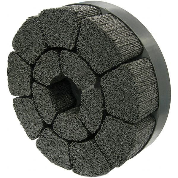 Weiler - 8" 120 Grit Ceramic Crimped Disc Brush - Fine Grade, Drive Arbor Connector, 1-1/2" Trim Length, 1-1/4" Arbor Hole - Exact Tooling