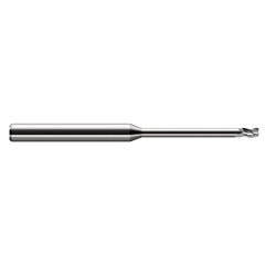 Miniature End Mills - Long Reach, Stub Flute - 0.1000″ Cutter Diameter × 0.0050″ Radius × 0.1500″ Length of Cut × 0.8000″ Reach Carbide Corner Radius End Mill, 3 Flutes - Exact Tooling