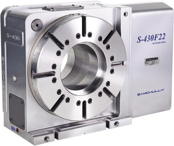 Samchully - 1 Spindle, 432mm Horizontal & Vertical Rotary Table - 500 kg (1100 Lb) Max Horiz Load, 283mm Centerline Height, 194mm Through Hole - Exact Tooling