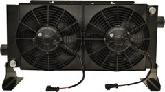 AKG Thermal Systems - SAE #20, 2 Fan Mount, Liquid-To-Air Aluminum Brazed Process Equipment Heat Exchanger - Oil Cooler, Ethylene Glycol/Water Mixture Cooler, 16" High x 28.35" Wide x 8.45" Deep, 114,601 BTU/Hr, 250°F Max - Exact Tooling