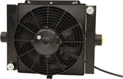 AKG Thermal Systems - SAE #16, 1 Fan Mount, Liquid-To-Air Aluminum Brazed Process Equipment Heat Exchanger - Oil Cooler, Ethylene Glycol/Water Mixture Cooler, 13" High x 15.75" Wide x 7.23" Deep, 50,934 BTU/Hr, 250°F Max - Exact Tooling