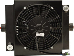 AKG Thermal Systems - SAE #12, 1 Fan Mount, Liquid-To-Air Aluminum Brazed Process Equipment Heat Exchanger - Oil Cooler, Ethylene Glycol/Water Mixture Cooler, 11" High x 13.78" Wide x 6.02" Deep, 25,467 BTU/Hr, 250°F Max - Exact Tooling