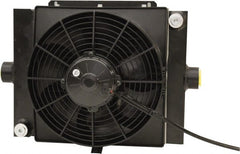 AKG Thermal Systems - SAE #16, 1 Fan Mount, Liquid-To-Air Aluminum Brazed Process Equipment Heat Exchanger - Oil Cooler, Ethylene Glycol/Water Mixture Cooler, 13" High x 15.75" Wide x 6.52" Deep, 40,747 BTU/Hr, 250°F Max - Exact Tooling