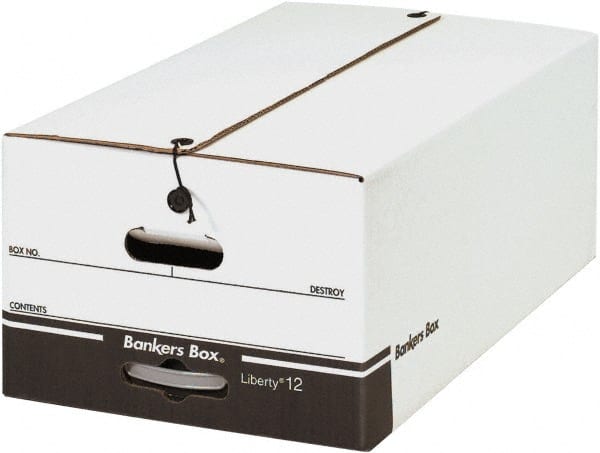 Made in USA - 1 Compartment, 15" Wide x 24" Deep, File Storage Boxes - Corrugated Cardboard, White - Exact Tooling