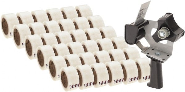 3M - 2" x 110 Yd Clear Rubber Adhesive Sealing Tape - Polypropylene Film Backing, 1.9 mil Thick, 44 Lb Tensile Strength, Series 371 - Exact Tooling