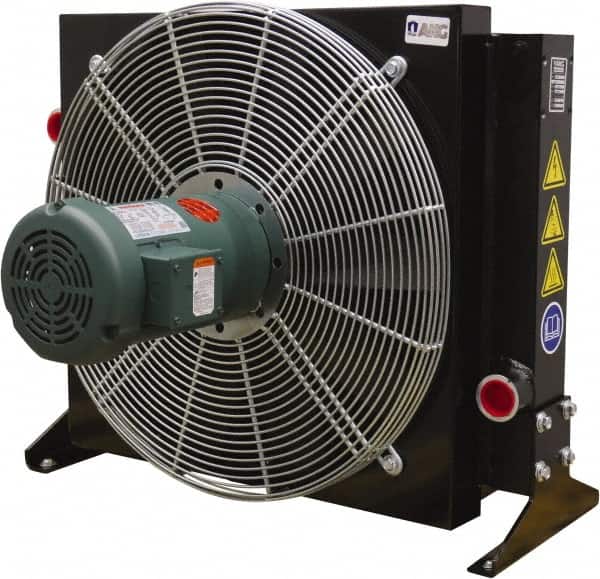 AKG Thermal Systems - 2" SAE 4 Bolt Flange, 1 Fan Mount, Liquid-To-Air Aluminum Brazed Process Equipment Heat Exchanger - Oil Cooler, Ethylene Glycol/Water Mixture Cooler, 30.19" High x 37.01" Wide x 23.3" Deep, 250°F Max - Exact Tooling