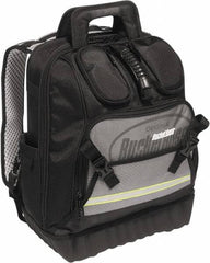 Bucket Boss - 24 Pocket Black, Yellow & Gray Ballistic Polyester Tool Bag - 14" Wide x 10" Deep x 18" High - Exact Tooling