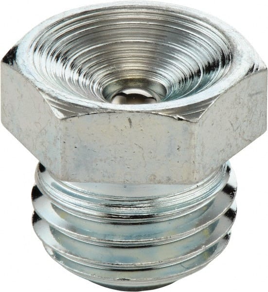 Umeta - Straight Head Angle, 3/4-14 NPTF Steel Flush-Style Grease Fitting - Zinc Plated Finish - Exact Tooling