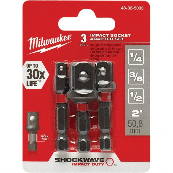 Milwaukee Tool - Power & Impact Screwdriver Bit Sets Point Type: Square Bit Type: Impact Socket Adapter - Exact Tooling