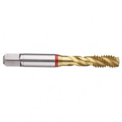 1-1/8-12 2B 5-Flute PM Cobalt Red Ring Semi-Bottoming 40 degree Spiral Flute Tap-TiN - Exact Tooling