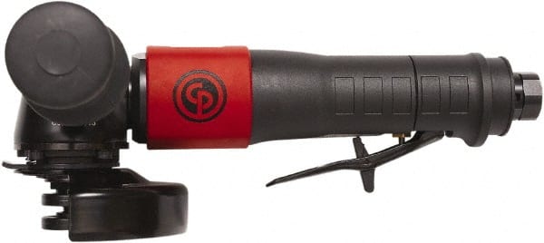 Chicago Pneumatic - 4" Wheel Diam, 12,000 RPM, Pneumatic Angle & Disc Grinder - 3/8-24 Spindle, 40 CFM, Rear Exhaust - Exact Tooling