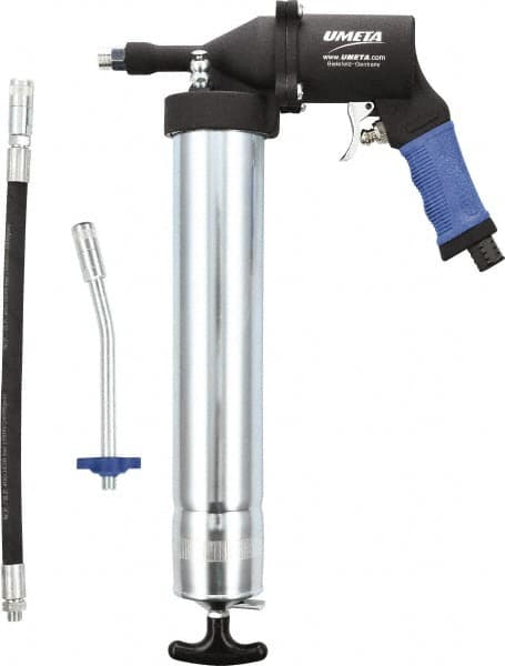 Umeta - Flexible & Rigid Air-Operated Grease Gun - 16 oz Capacity, 1/8 Thread Outlet, Cartridge & Suction Fill - Exact Tooling