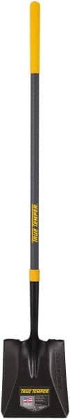 True Temper - 10-3/8" High x 9-3/4" Wide Square Steel Shovel - 47" Long Fiberglass Straight Handle, Turned - Exact Tooling