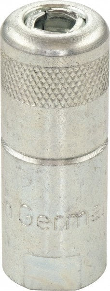 Umeta - 1-1/2" Long, 1/8" Thread, Zinc Plated Steel Grease Gun Coupler with Ball Check - NPT (F) Thread - Exact Tooling