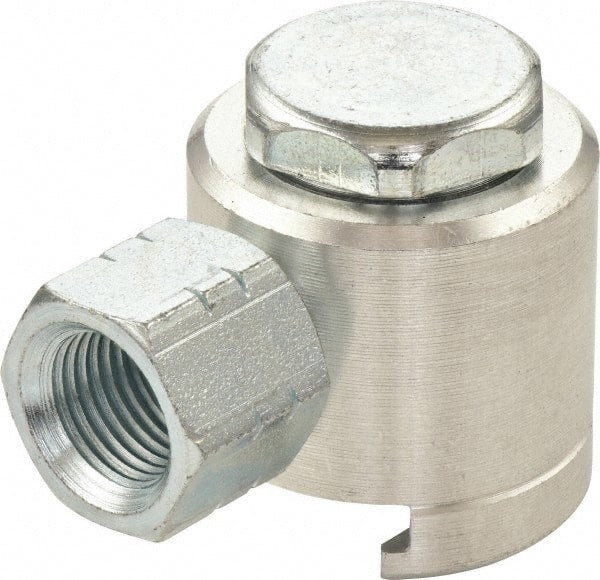 Umeta - 1" Long, 1/8 Thread, Aluminum Grease Gun Button-Head Coupler - NPT (F) Thread - Exact Tooling