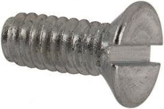 Value Collection - M2x0.40, 5mm OAL Slotted Drive Machine Screw - Flat Head, Grade 4.8 Steel, Zinc-Plated Finish, Without Washer - Exact Tooling