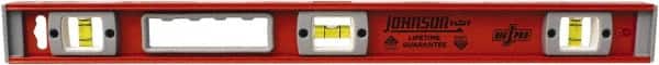 Johnson Level & Tool - Magnetic 24" Long 3 Vial I-Beam Level - Aluminum, Black, 2 Plumb & 1 Level Vials - Exact Tooling