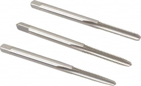 Cleveland - #5-40 UNC, 3 Flute, Bottoming, Plug & Taper, Bright Finish, High Speed Steel Tap Set - Right Hand Cut, 1-15/16" OAL, 0.31" Thread Length - Exact Tooling