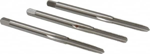 Cleveland - #5-44 UNF, 3 Flute, Bottoming, Plug & Taper, Bright Finish, High Speed Steel Tap Set - Right Hand Cut, 1-15/16" OAL, 0.31" Thread Length - Exact Tooling