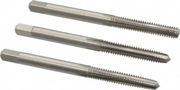 Cleveland - #8-32 UNC, 4 Flute, Bottoming, Plug & Taper, Bright Finish, High Speed Steel Tap Set - Right Hand Cut, 2-1/8" OAL, 0.38" Thread Length - Exact Tooling