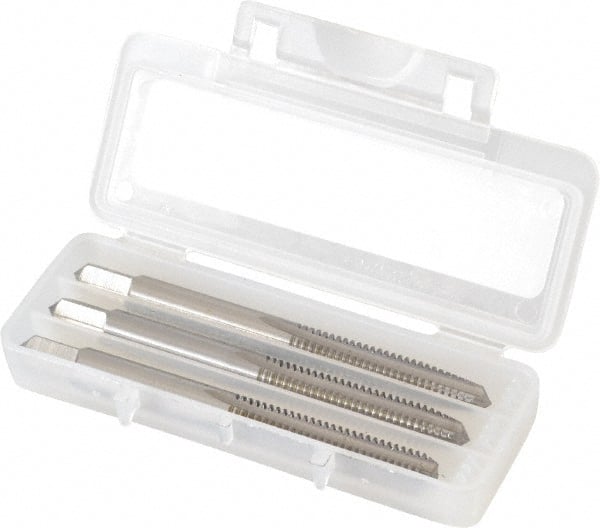 Cleveland - #12-24 UNC, 4 Flute, Bottoming, Plug & Taper, Bright Finish, High Speed Steel Tap Set - Right Hand Cut, 2-3/8" OAL, 1/2" Thread Length - Exact Tooling