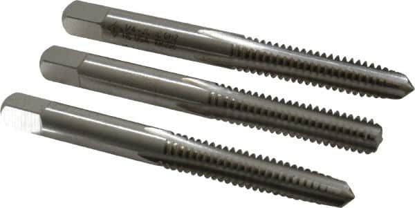 Cleveland - 1/4-20 UNC, 4 Flute, Bottoming, Plug & Taper, Bright Finish, High Speed Steel Tap Set - Right Hand Cut, 63.5mm OAL, 0.63" Thread Length - Exact Tooling